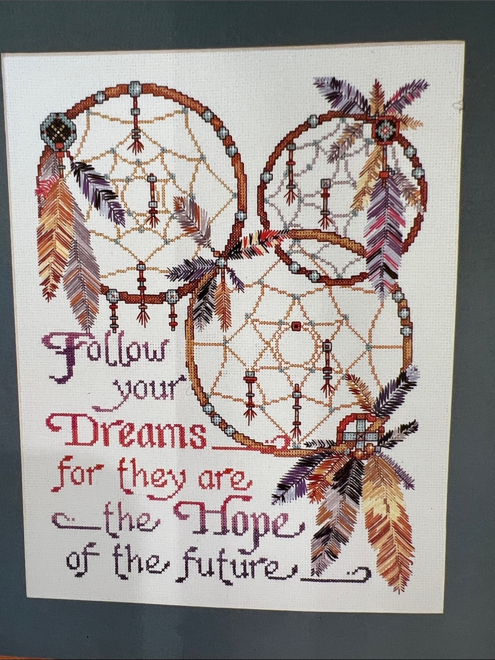 Dreamcatcher Feather Follow Your Dreams Cross Stitch Kit 11x14 Design Works - Picture 2 of 5